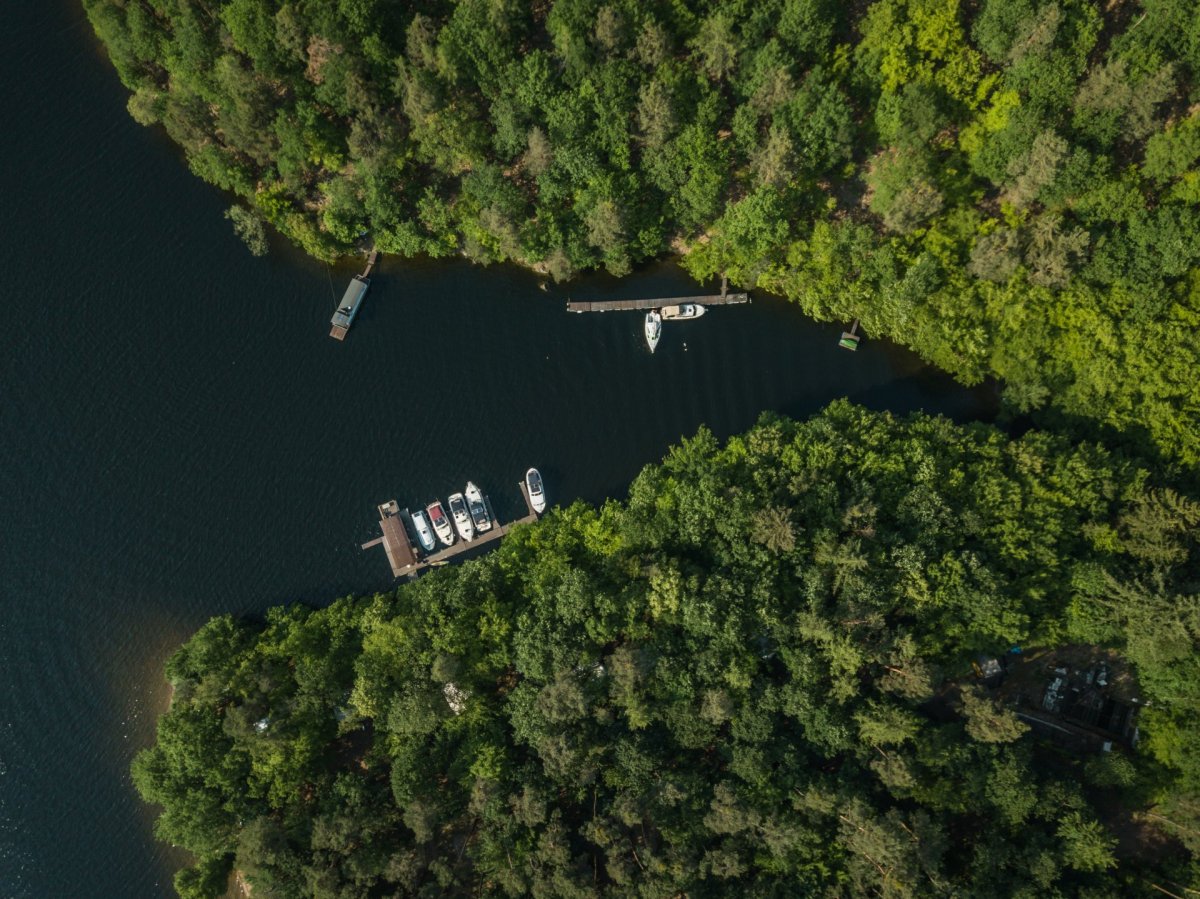 Bay and boats drone photography