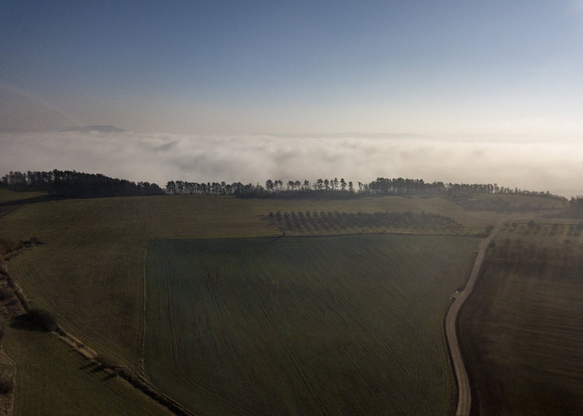 Clouds and field drone photography
