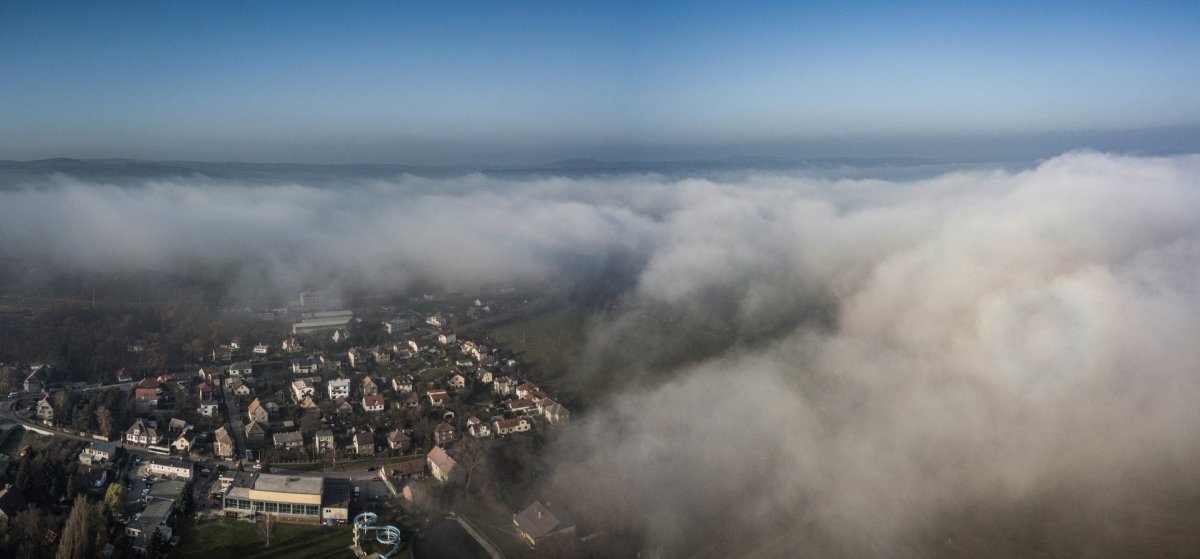 Fog panorama drone photography