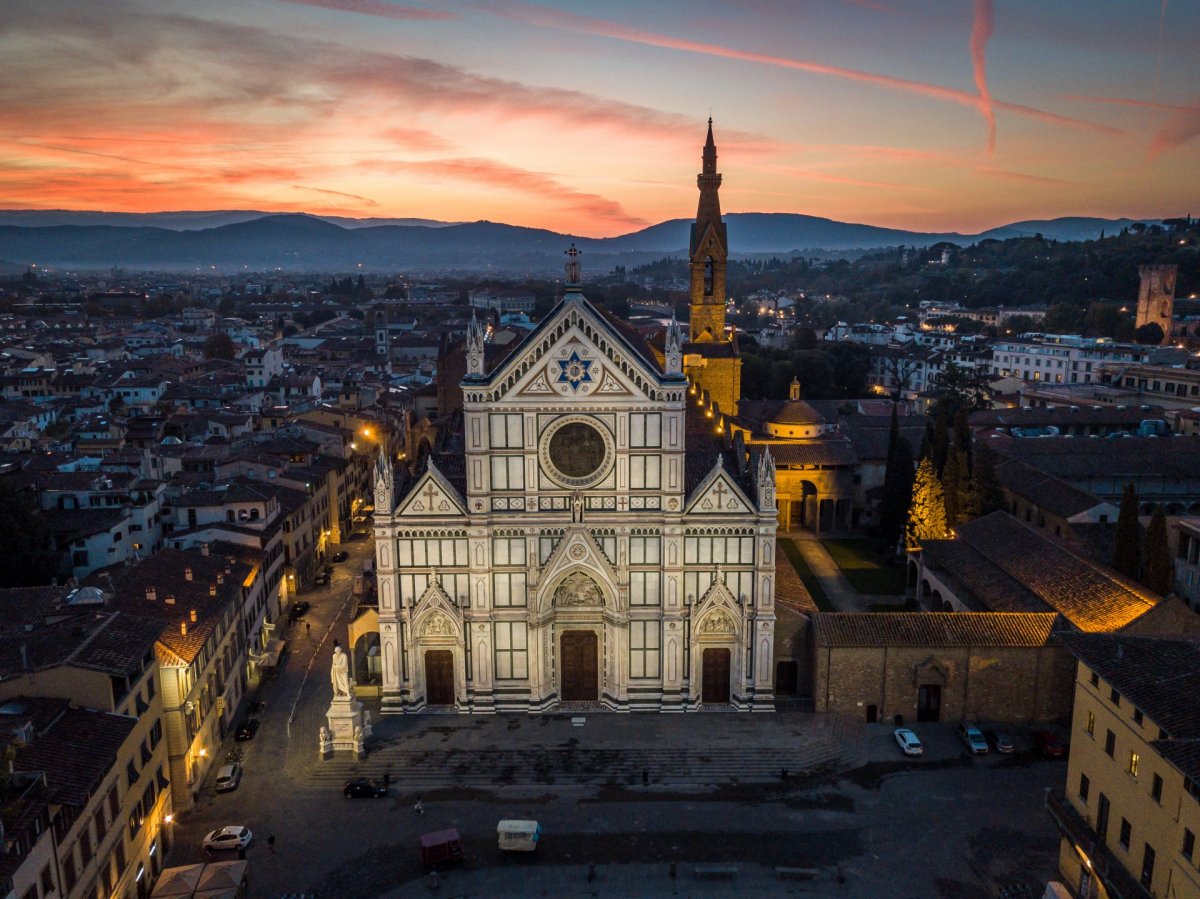 Basilica di Santa Croce, Italy drone photography