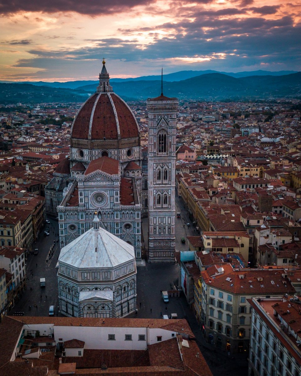 Florence sunset from drone