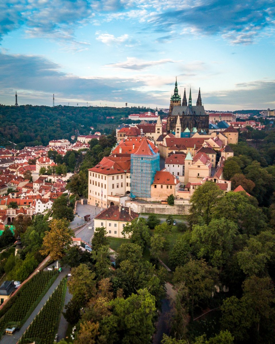 Prague Castle from drone unusual view
