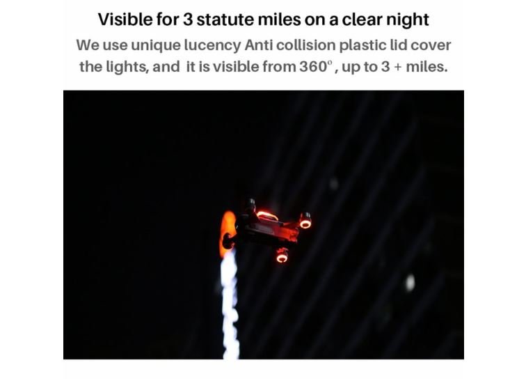 Přídavné blikající led světlo na drony v noci