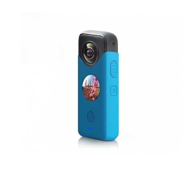 Modrý silikonový kryt na kameru Insta360 ONE X2 ze strany