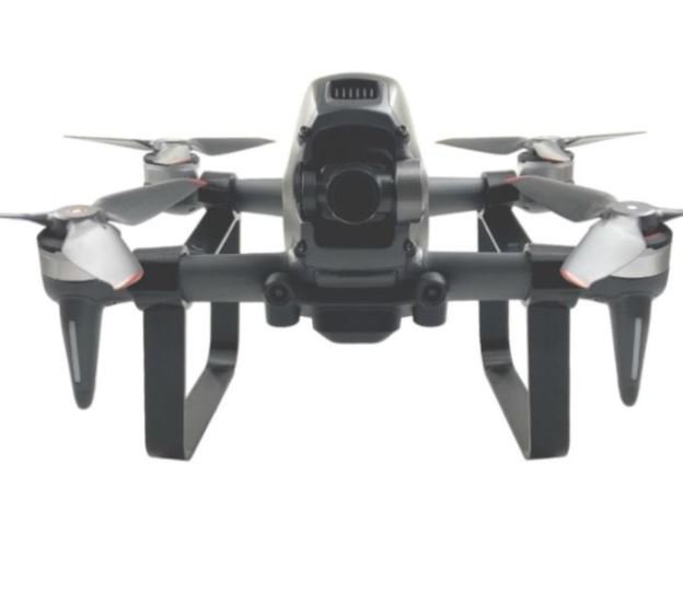 Přistávací podvozek na DJI FPV závodní dron zepředu