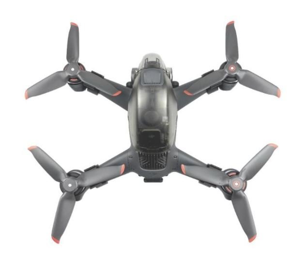 Držák vrtulí DJI FPV závodního dronu shora