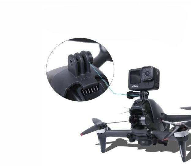 Držák akční kamery na DJI FPV závodní dron detail