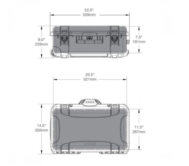 Odolný kufr NANUK 935 na baterie dronu DJI Inspire 2 rozměry
