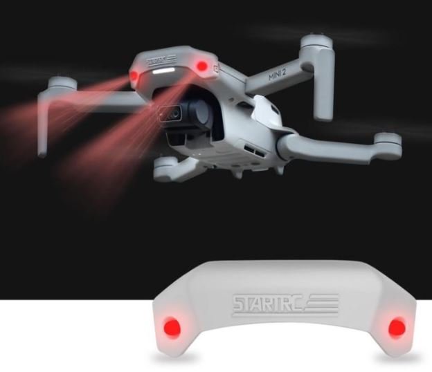 Přední červená světla na dron DJI Mavic Mini, Mini 2 v praxi