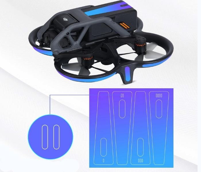 Luminiscenční samolepky na dron DJI Avata detail