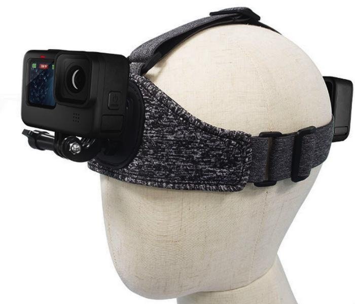 Popruh na hlavu pro akční kameru nasazený