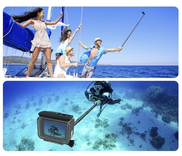 Prodlužující selfie tyč na akční kameru (1,2m) na moři