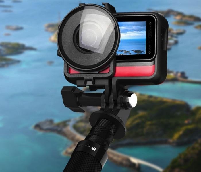 Prodlužující selfie tyč na akční kameru (116cm) ohýbání