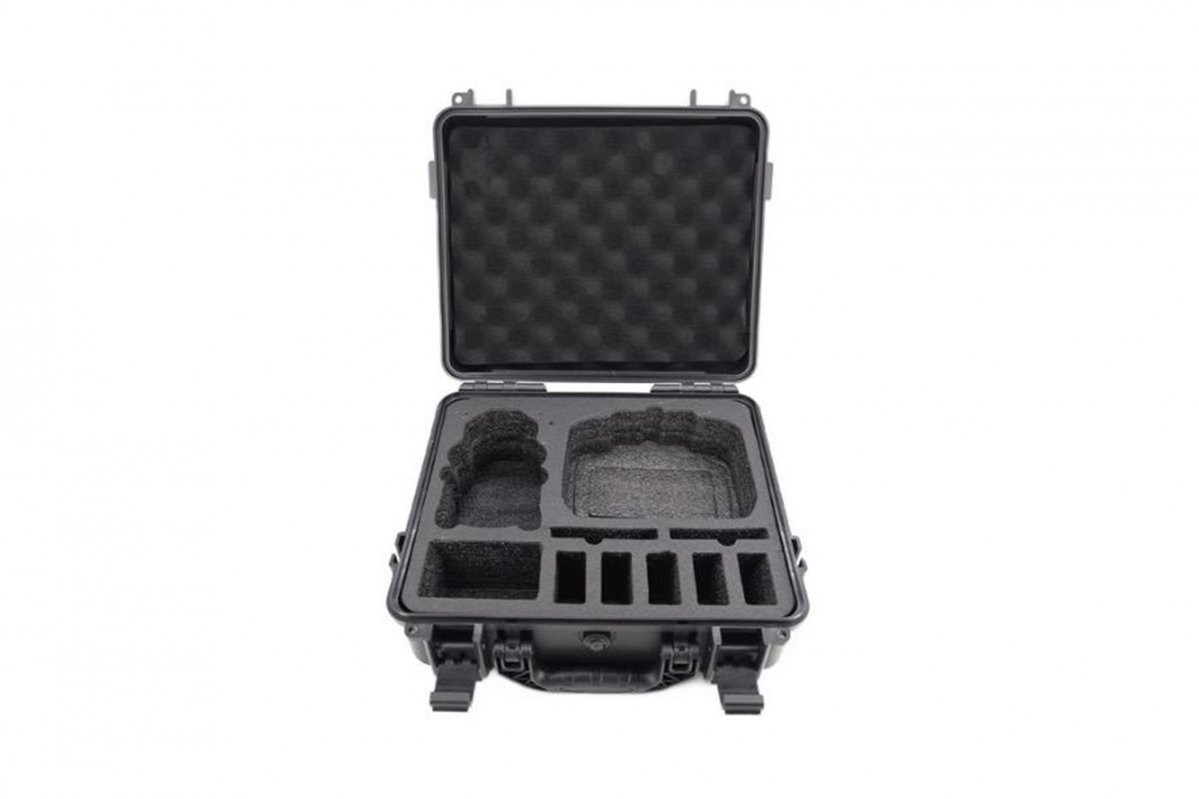 Černý ohnivzdorný kufr na dron DJI Mini 4 Pro uvnitř