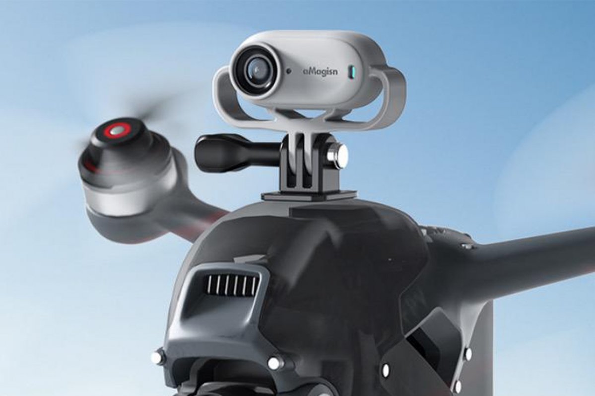 Šedý antivibrační kryt na kameru Insta360 GO 2 na dronu