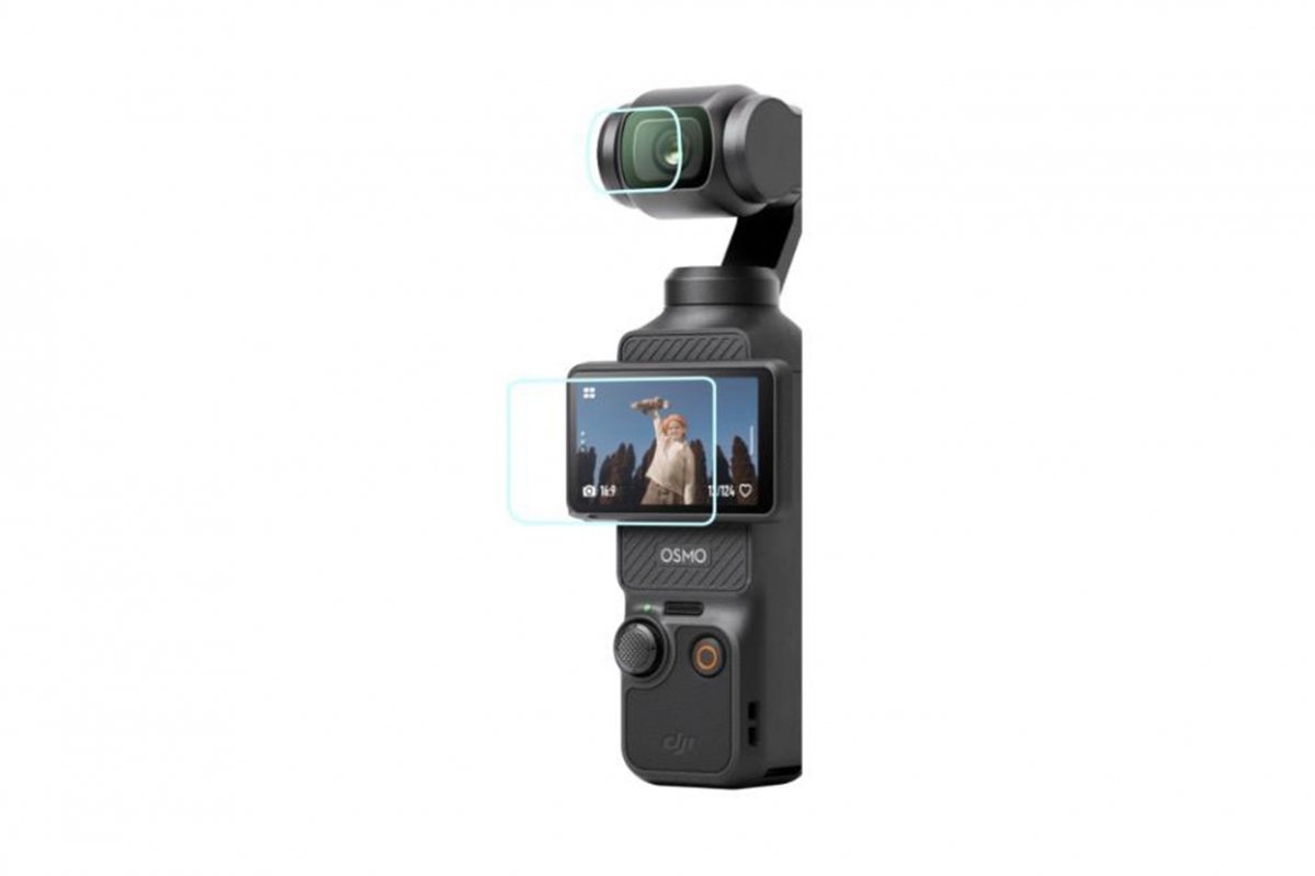 Ochranné sklo na kameru a displej DJI Osmo Pocket 3 (2ks) nasazení