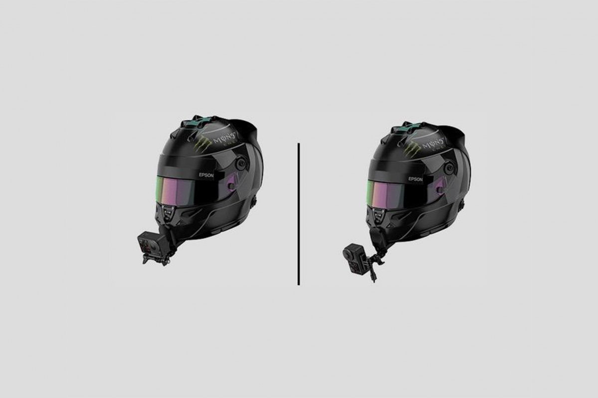 Upgraded Helmet Chin Mount for Action Cameras na helmě