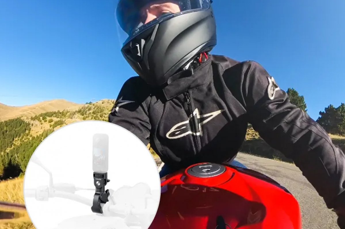 Držák kamery Insta360 na řídítka motorky v praxi