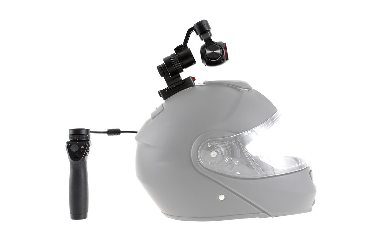 Kabelové ovládání gimbalu kamery DJI Osmo a Osmo+ ukázka na helmě