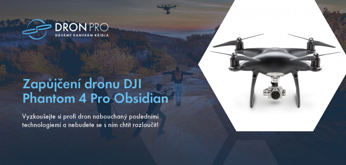 Zapůjčení dronu DJI Phantom 4 Pro Obsidian - přední strana