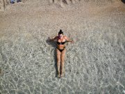 Girl and beach drone photography