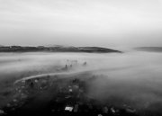 Black and white with clouds drone photography