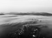 Black and white with clouds from drone